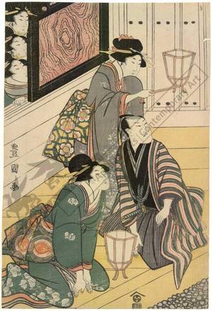 Utagawa Toyokuni I: Actors as guests of a teahouse (title not original) - Austrian Museum of Applied Arts