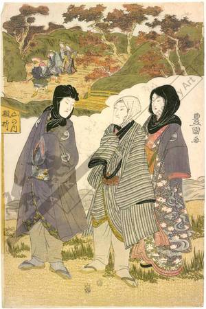 Utagawa Toyokuni I: Tenth month: Viewing autumn leaves at Kaian temple - Austrian Museum of Applied Arts