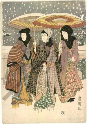 Utagawa Toyokuni I: Twelfth month: Snowfall at Mukojima - Austrian Museum of Applied Arts