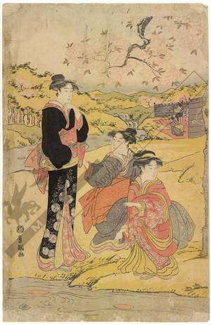 Utagawa Toyokuni I: Banquet by a winding stream (title not original) - Austrian Museum of Applied Arts