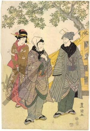 Utagawa Toyokuni I: Visiting a shrine (title not original) - Austrian Museum of Applied Arts