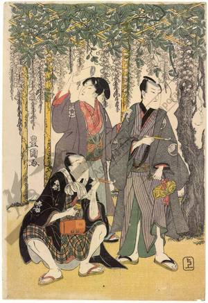 Utagawa Toyokuni I: Fourth month: Wisteria at Kameido - Austrian Museum of Applied Arts