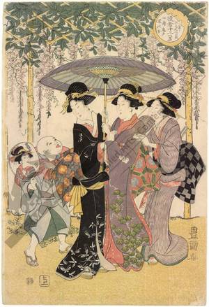 Utagawa Toyokuni I: Fourth month: Wisteria at Kameido - Austrian Museum of Applied Arts