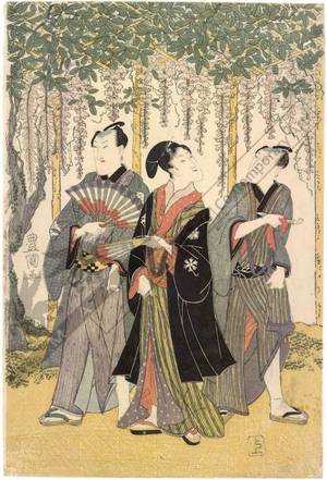 Utagawa Toyokuni I: Fourth month: Wisteria at Kameido - Austrian Museum of Applied Arts