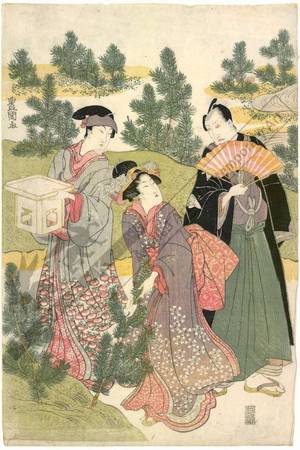 Utagawa Toyokuni I: Pine tree, Set of three prints - Austrian Museum of Applied Arts