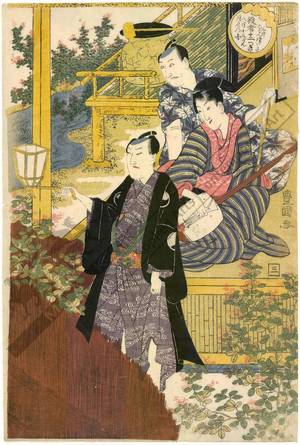 Utagawa Toyokuni I: Eighth month: Viewing the moon in the style of the Junidan tale - Austrian Museum of Applied Arts