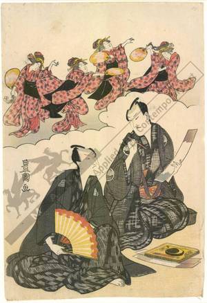 Utagawa Toyokuni I: Seventh month: Six poets and the bon dance - Austrian Museum of Applied Arts