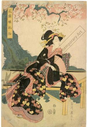 Kikugawa Eizan: Beauty with fan (title not original) - Austrian Museum of Applied Arts