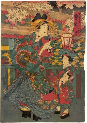 Utagawa Kunisada: Courtesan Mayuzumi from the Sakuragi house on Edo-street - Austrian Museum of Applied Arts