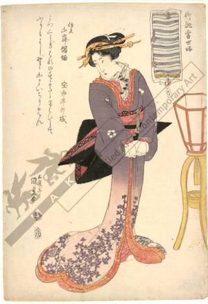 Utagawa Kunisada: Order: Silk-crepe in lila colour - Austrian Museum of Applied Arts