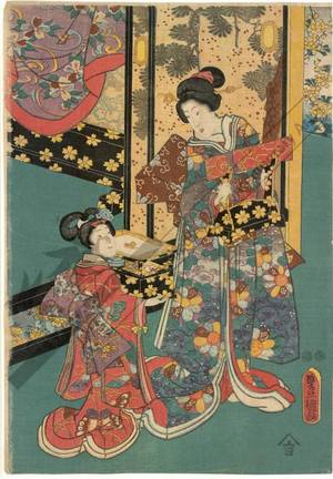 Utagawa Kunisada: In the palace (title not original) - Austrian Museum of Applied Arts