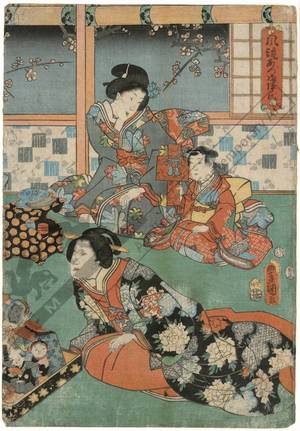 歌川国貞: Elegant figures from Genji of Edo - Austrian Museum of Applied Arts