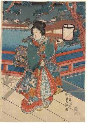 Utagawa Kunisada: On the bridge (title not original) - Austrian Museum of Applied Arts