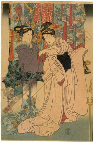 歌川国芳: A bride changing her dress - Austrian Museum of Applied Arts