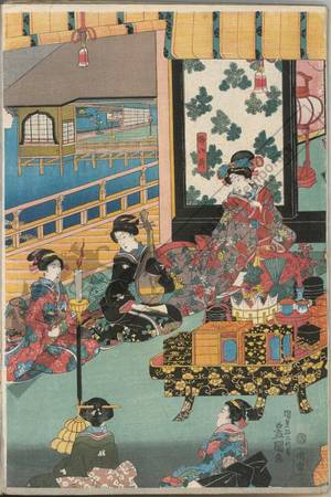 Utagawa Kunisada: Orchestra at the Horikawa palace - Austrian Museum of Applied Arts