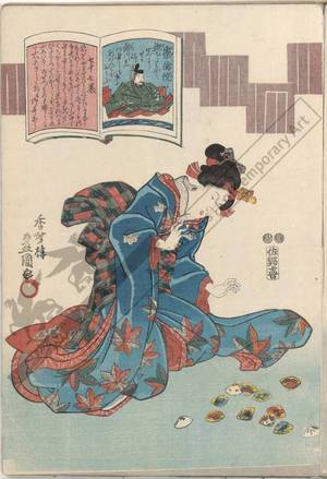 Utagawa Kunisada: Poem 77: The retired emperor Sutoku - Austrian Museum of Applied Arts
