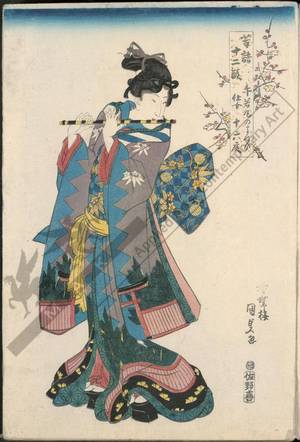 Utagawa Kunisada: The maidservant Izayoi imitating Ushiwakamaru - Austrian Museum of Applied Arts