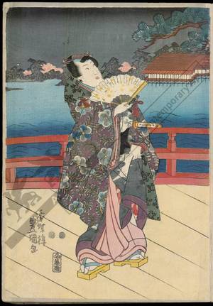 Utagawa Kunisada: On the bridge (title not original) - Austrian Museum of Applied Arts