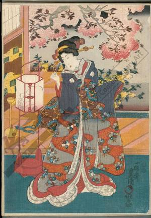 Utagawa Kunisada: Flower arrangement (title not original) - Austrian Museum of Applied Arts