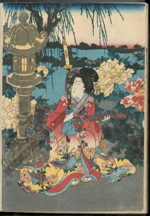 Japanese Print "Visit to a peony garden" by Utagawa Kunisada, 歌川国貞 (Utagawa Kunisada I)