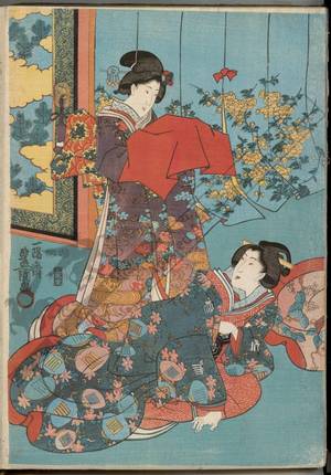 Utagawa Kunisada: New Year celebration (title not original) - Austrian Museum of Applied Arts