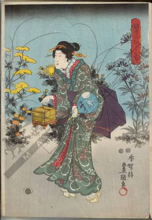 Utagawa Kunisada: Enjoying the evening cool and listening to the sound of the insects - Austrian Museum of Applied Arts