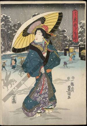 Utagawa Kunisada: Spring snow - Austrian Museum of Applied Arts