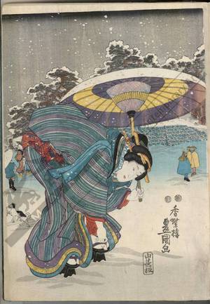 Utagawa Kunisada: Spring snow - Austrian Museum of Applied Arts