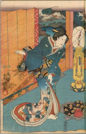 歌川国貞: The visiting Genji (title not original) - Austrian Museum of Applied Arts