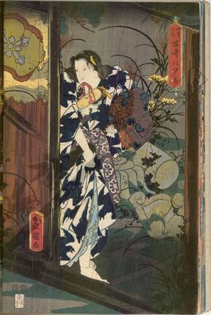 Utagawa Kunisada: Shower by the old temple - Austrian Museum of Applied Arts