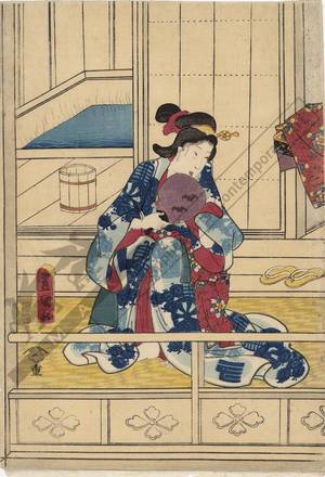 Japanese Print "Bath at Akashi" by Utagawa Kunisada, 歌川国貞 (Utagawa Kunisada I)