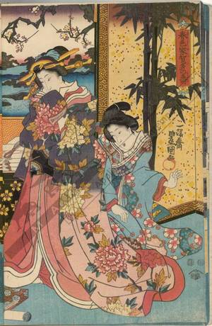 Utagawa Kunisada: Congratulatory gifts in spring colours - Austrian Museum of Applied Arts