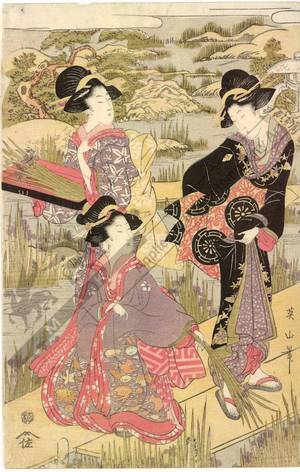 Kikugawa Eizan: Beauties in the garden (title not original) - Austrian Museum of Applied Arts