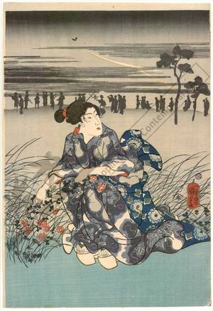 Utagawa Kuniyoshi: Evening scene on Hatcho-embankment - Austrian Museum of Applied Arts