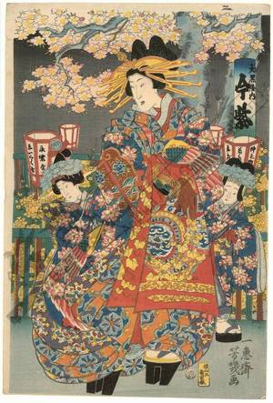 Ochiai Yoshiiku: Courtesan Imamurasaki from the Daikoku house - Austrian Museum of Applied Arts