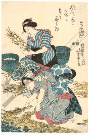 歌川芳虎: Cultivating silkworms (title not original) - Austrian Museum of Applied Arts