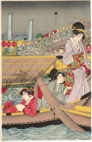 Kitagawa Utamaro: True pictures of the opening of the season at Ryogoku bridge in Edo during der Bunka period - Austrian Museum of Applied Arts