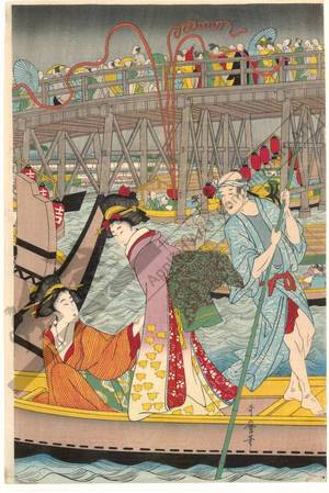 喜多川歌麿: True pictures of the opening of the season at Ryogoku bridge in Edo during der Bunka period - Austrian Museum of Applied Arts