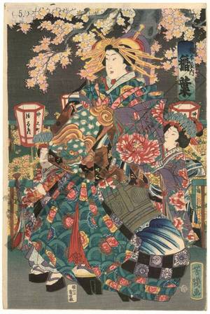 Ochiai Yoshiiku: Courtesan Inaba from the Inamoto house - Austrian Museum of Applied Arts