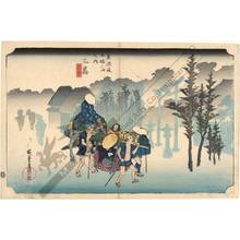 Utagawa Hiroshige: Mishima: Morning mist (station 11, print 12) - Austrian Museum of Applied Arts