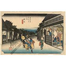 Ando Hiroshige, 歌川広重 (Ando Hiroshige)による浮世絵「Goyu: Women stopping travelers (station 35, print 36)」