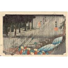 歌川広重: Tsuchiyama: Spring rain (station 49, print 50) - Austrian Museum of Applied Arts