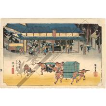 Utagawa Hiroshige: Kusatsu: A famous teahouse (station 52, print 53) - Austrian Museum of Applied Arts