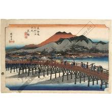 Utagawa Hiroshige: Capital: The Great Sanjo bridge (Final station, Print 55) - Austrian Museum of Applied Arts