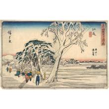 Utagawa Hiroshige: Ejiri: Clearing after a snowfall, Distant view of the harbour of Shimizu (Station 18, Print 19) - Austrian Museum of Applied Arts