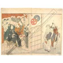 Utagawa Toyokuni I: Actors at the barbershop (title not original) - Austrian Museum of Applied Arts