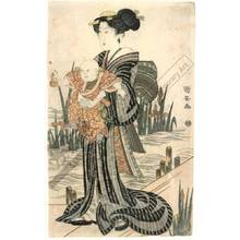 Utagawa Yasugoro: Women on the Yatsu bridge (title not original) - Austrian Museum of Applied Arts