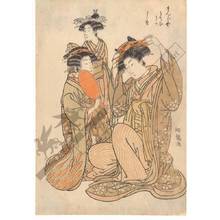 磯田湖龍齋: Courtesan Utena, and Yoshino and Utano from the Manji house - Austrian Museum of Applied Arts