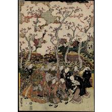 歌川豊国: Scenery with cherry blossoms in New Yoshiwara, Set of five prints - Austrian Museum of Applied Arts