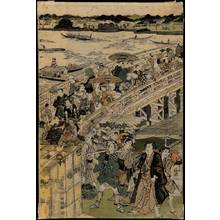 Utagawa Toyokuni I: Evening cool at Ryogoku bridge in Edo, Set of five prints - Austrian Museum of Applied Arts